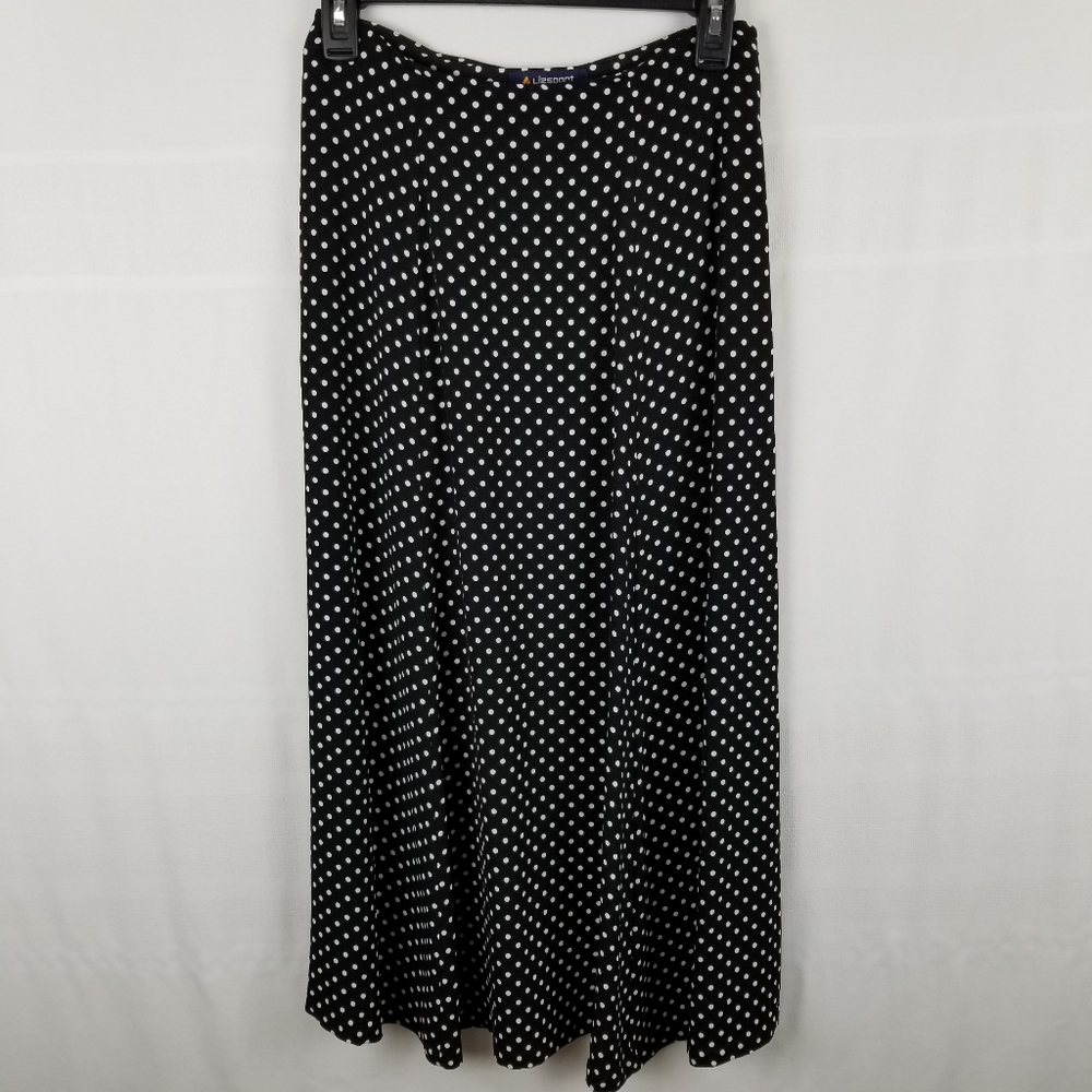 Vintage Black and White Polka Dot Midi Skirt